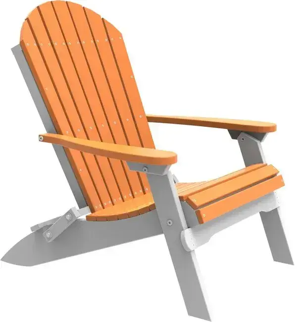 Amish Outdoors Tangerine/White Folding Adirondack Chair