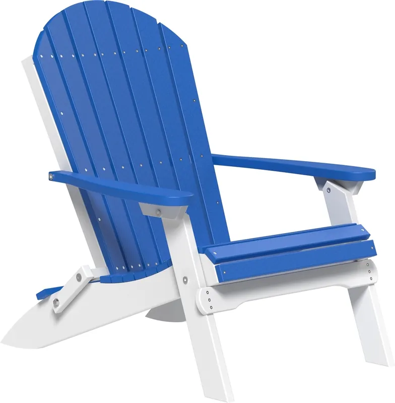 Amish Outdoors Blue/White Folding Adirondack Chair