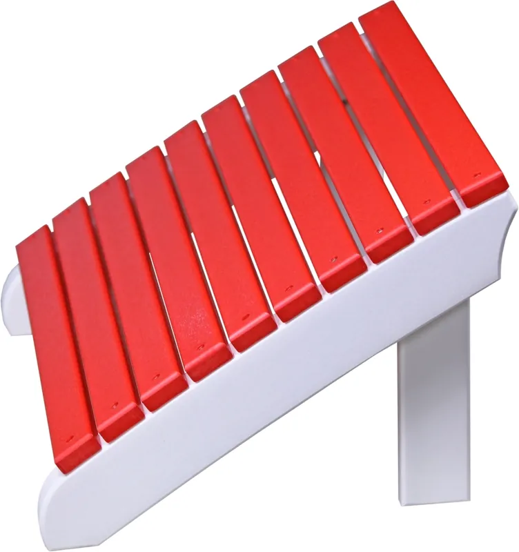Amish Outdoors Deluxe Red/White Adirondack Chair Footrest