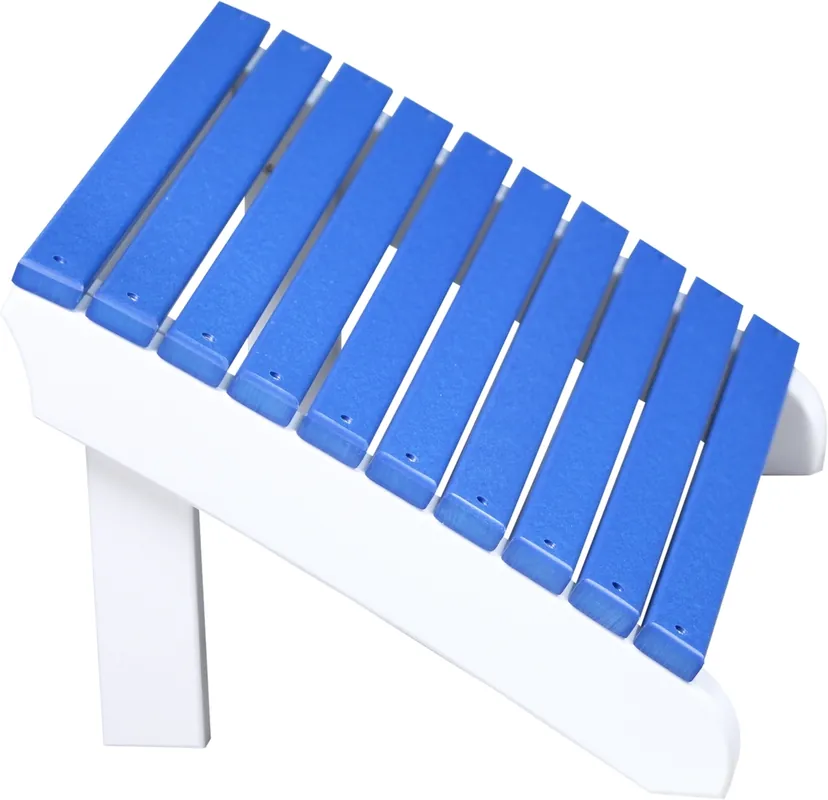 Amish Outdoors Deluxe Blue/White Adirondack Chair Footrest