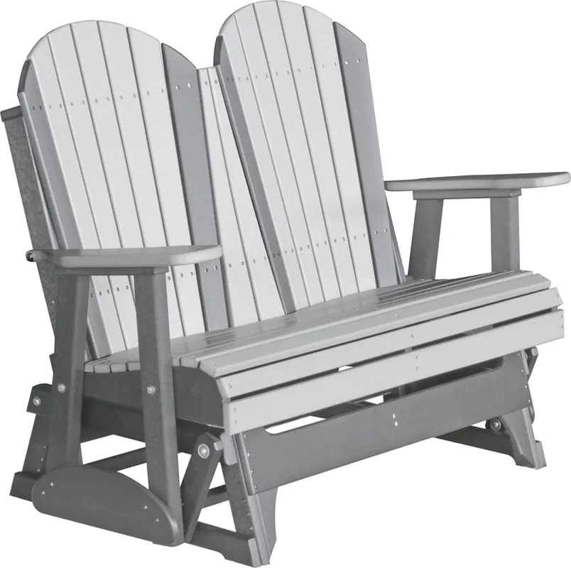 Amish Outdoors Deluxe Gray/Slate Adirondack Glider Loveseat