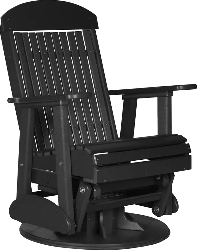 Amish Outdoors Classic High-Back Black Adirondack Swivel Glider Chair