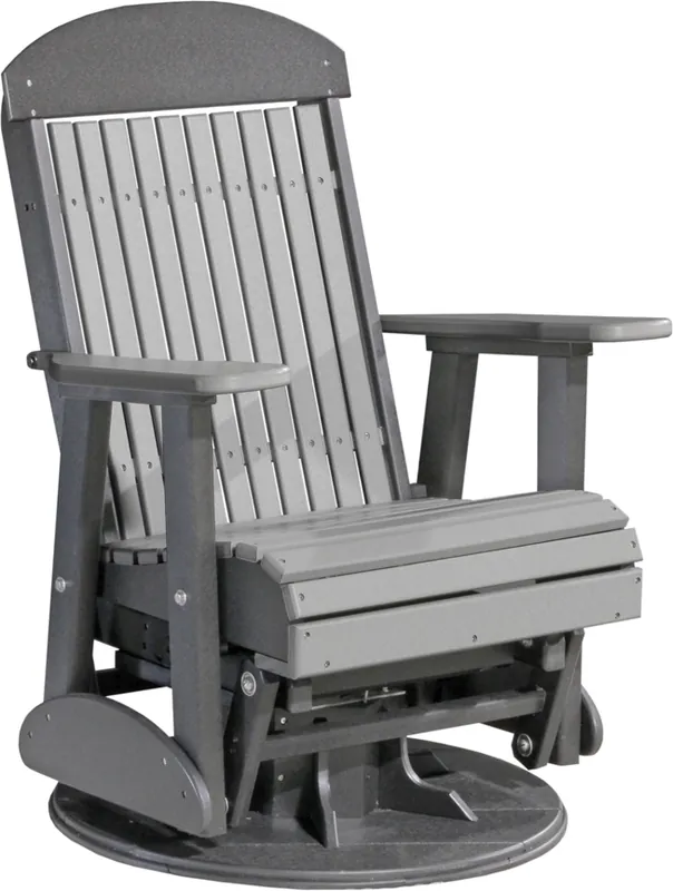 Amish Outdoors Classic High-Back Gray/Slate Adirondack Swivel Glider Chair