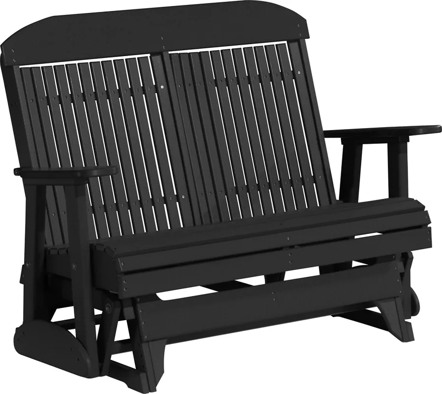 Amish Outdoors Classic High-Back Black Adirondack Glider Loveseat