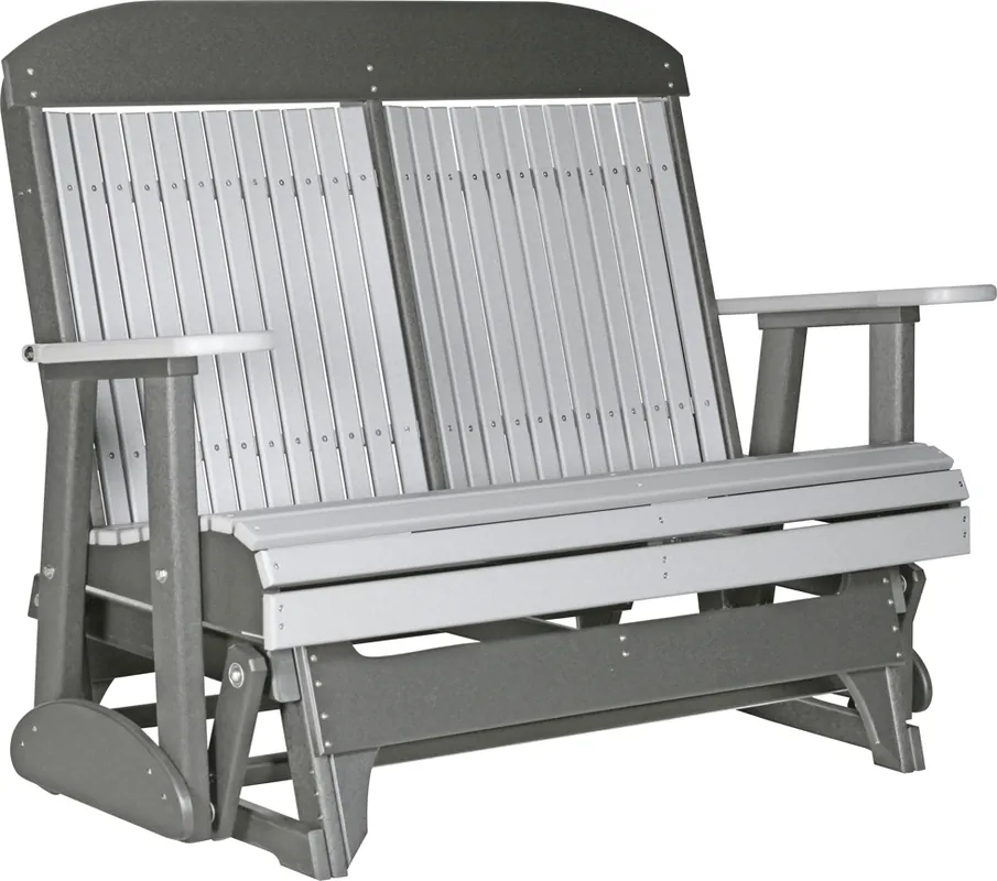 Amish Outdoors Classic High-Back Gray/Slate Adirondack Glider Loveseat