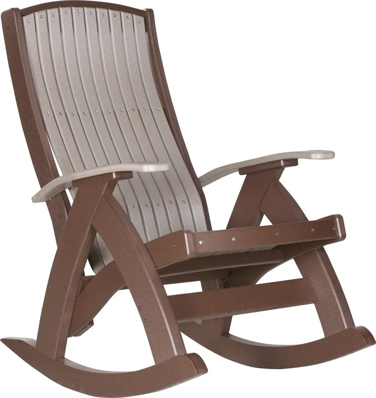 Amish Outdoors Weatherwood/Chestnut Comfort Rocker