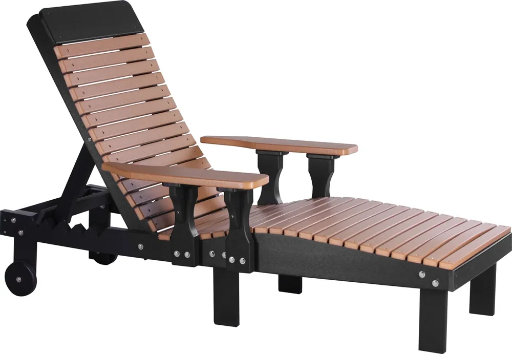 Amish Outdoors Cedar/Black Adirondack Lounge Chair