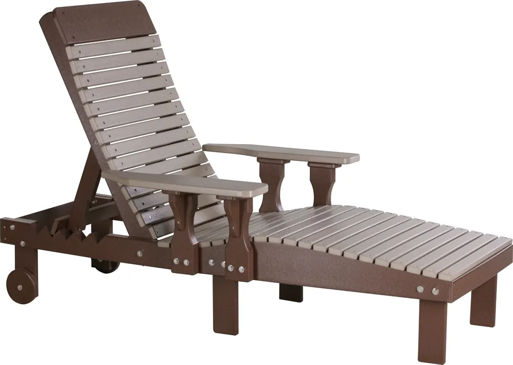 Amish Outdoors Weatherwood/Chestnut Adirondack Lounge Chair