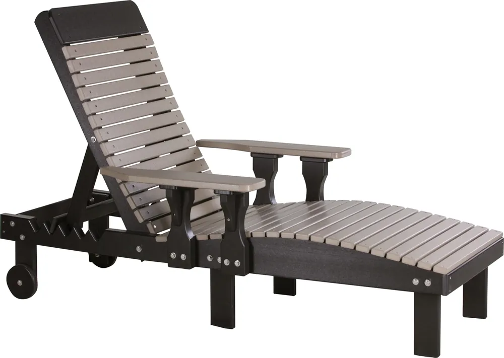 Amish Outdoors Weatherwood/Black Adirondack Lounge Chair