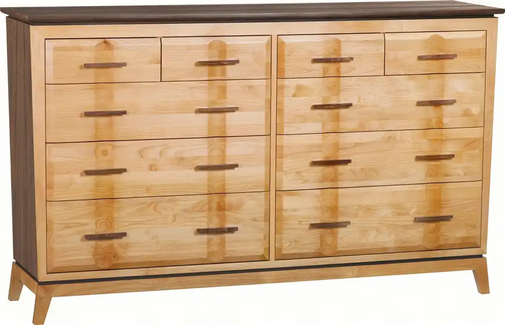 Whittier Wood Addison Dresser with 10-drawers in Natural Duet