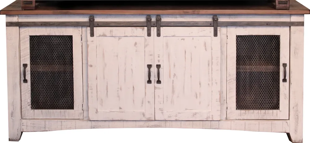 Int'l Furniture Pueblo 70" White Barn Door TV Stand
