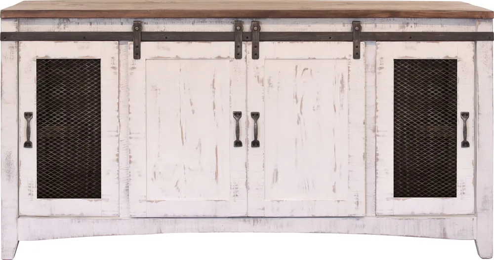 Int'l Furniture Pueblo 68" White Barn Door TV Stand