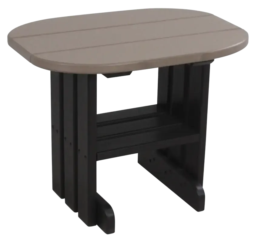 Amish Outdoors Deluxe Weatherwood/Black Oval End Table