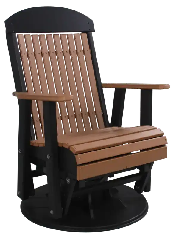 Amish Outdoors Classic High-Back Cedar/Black Adirondack Swivel Glider Chair