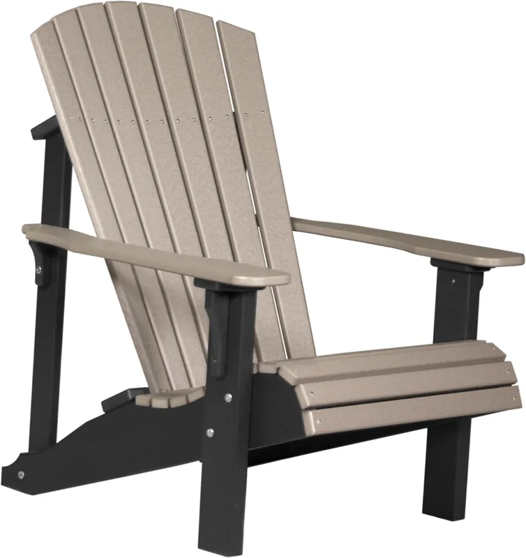 Amish Outdoors Deluxe Weatherwood/Black Adirondack Chair
