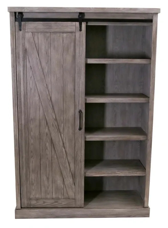 Martin Furniture Avondale Rustic Gray Barn Door Bookcase