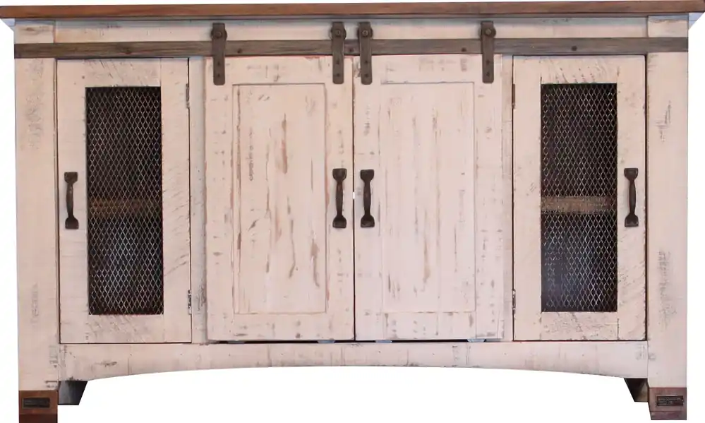 Int'l Furniture Pueblo White 80" Barn Door TV Stand