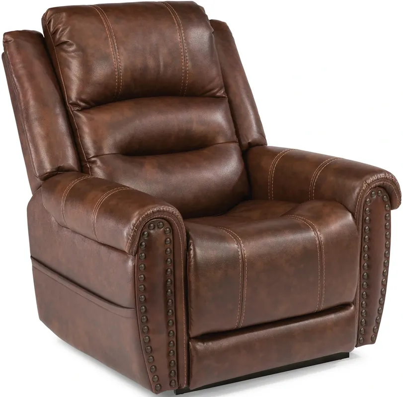 Flexsteel Oscar Brown Lift Recliner with Power Headrest and Lumbar