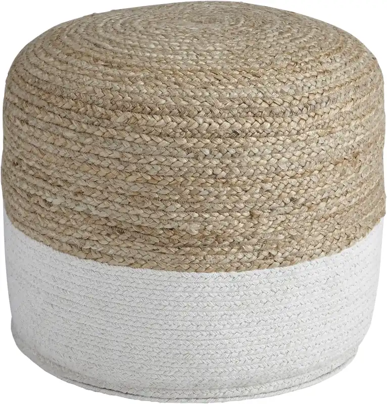 Ashley Sweed Valley Natural/White Pouf