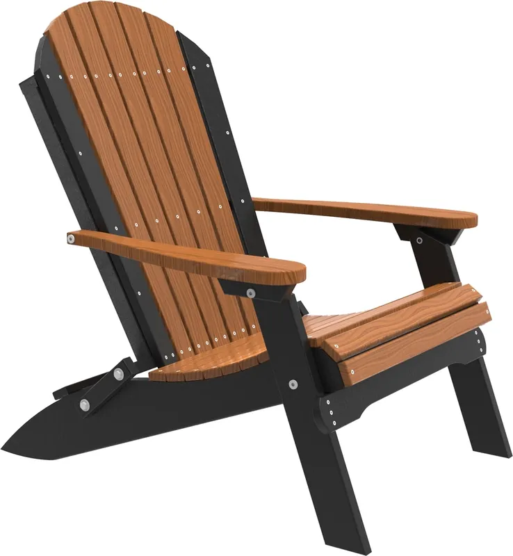 Amish Outdoors Antique Mahogany/Black Folding Adirondack Chair