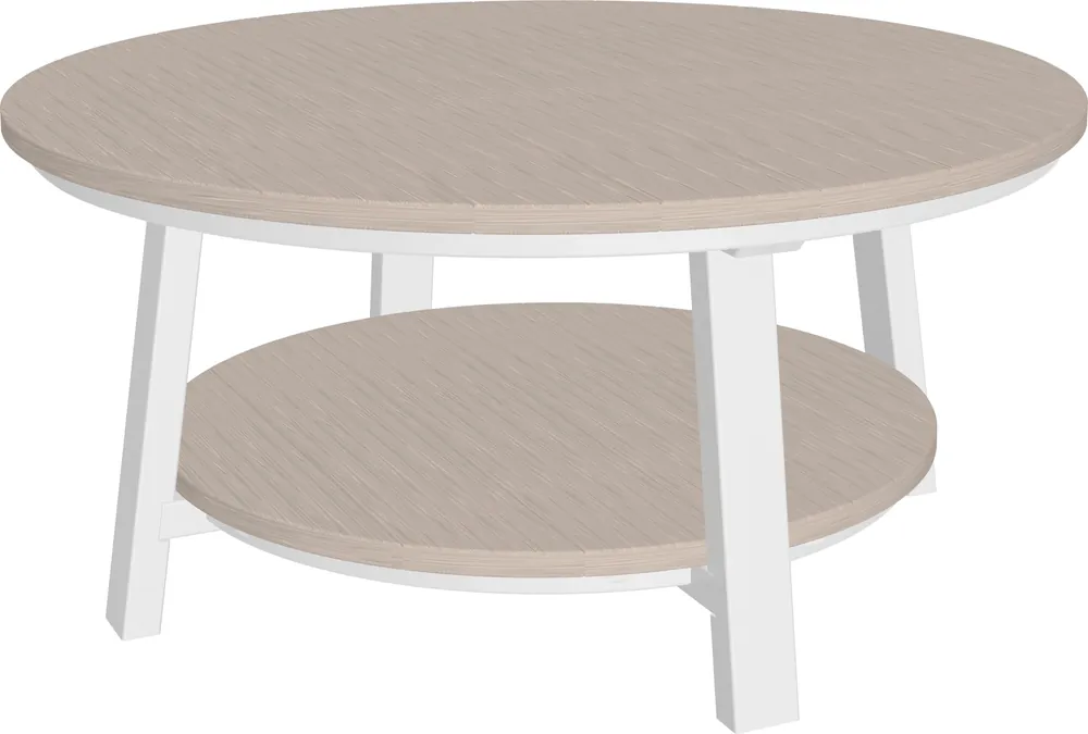 Amish Outdoors Deluxe Birch/White Round Adirondack Coffee Table