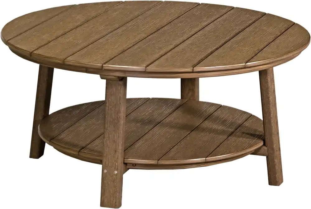 Amish Outdoors Deluxe Antique Mahogany Round Adirondack Coffee Table