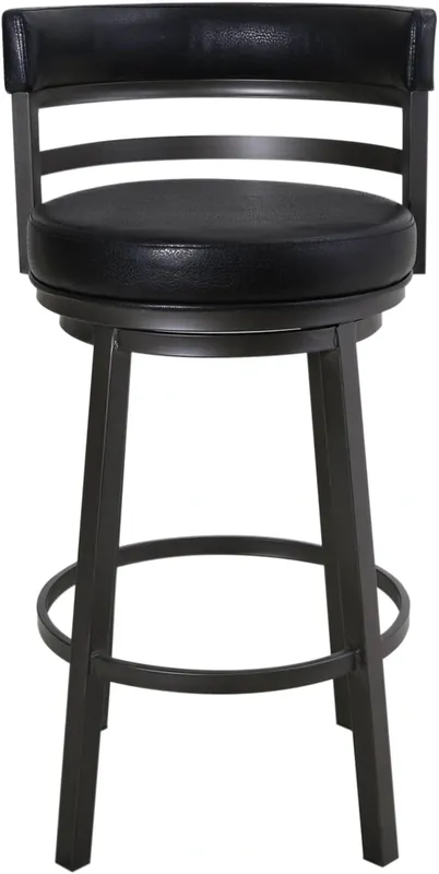 Armen Living Madrid Swivel Barstool in Ford Black and Mineral