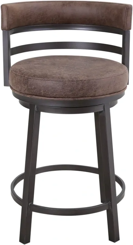 Armen Living Madrid Swivel Counter Stool in Bandero Tobacco
