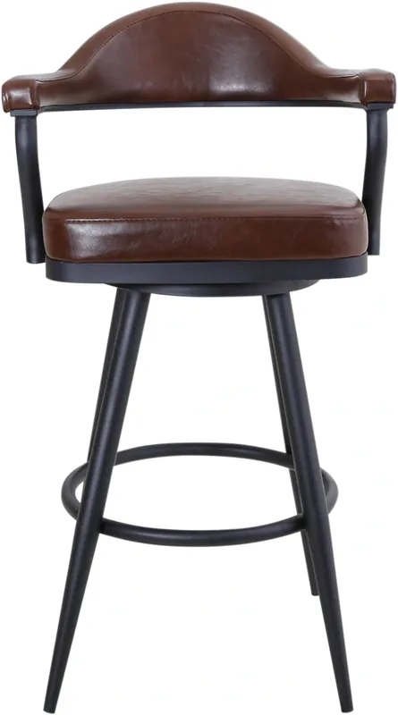 Armen Living Justin Swivel Counter Stool in Brown and Black