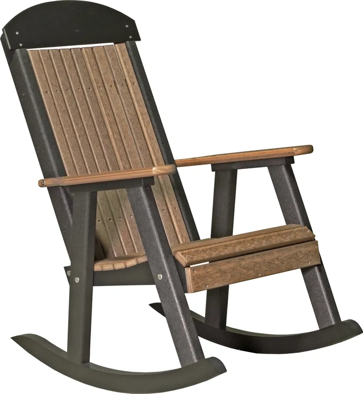 Amish Outdoors Antique Mahogany/Black Porch Rocker