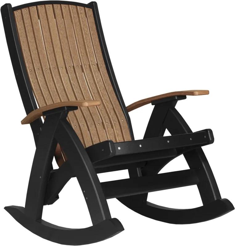 Amish Outdoors Antique Mahogany/Black Comfort Rocker