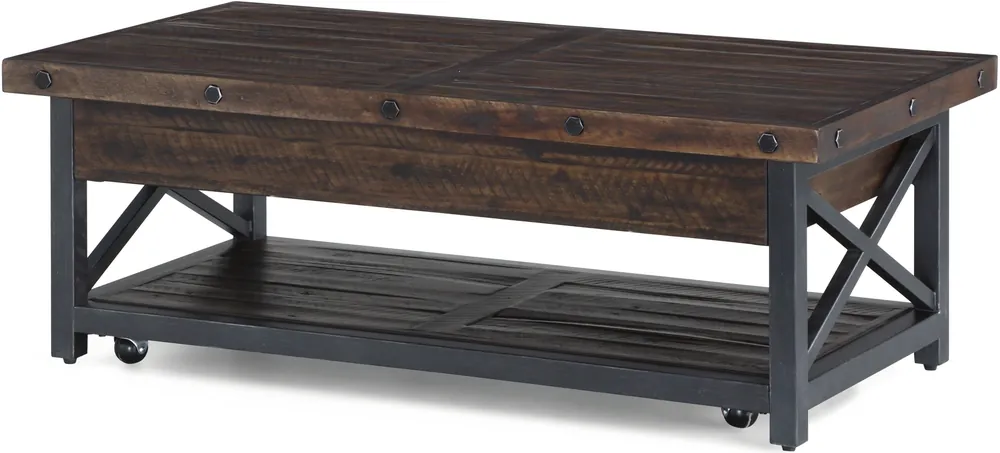 Flexsteel Carpenter Rustic Brown Lift-Top Coffee Table