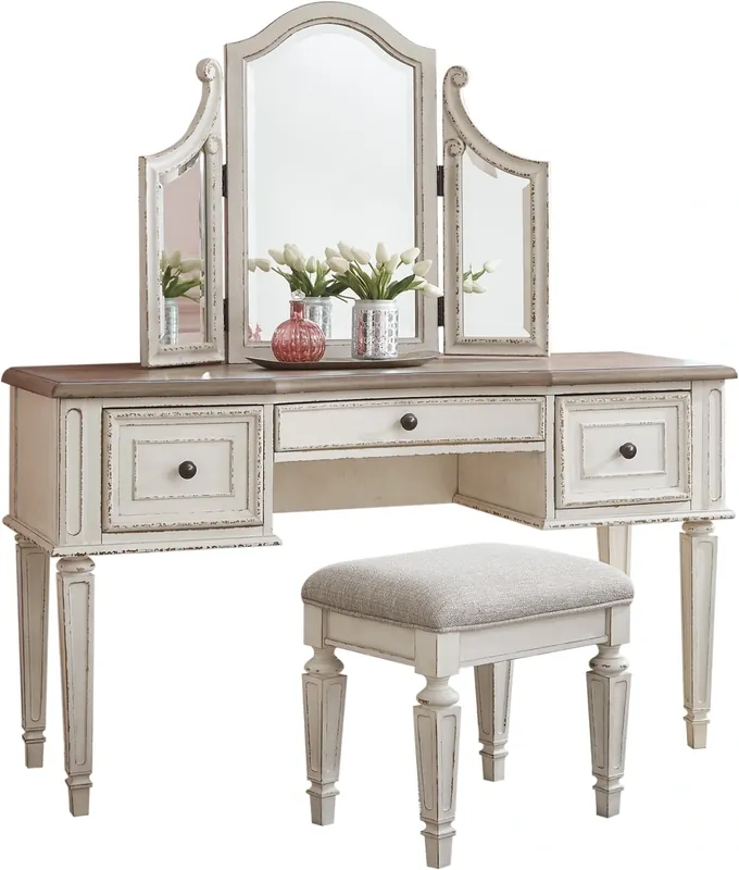 Ashley Realyn Vanity and Stool with Mirror