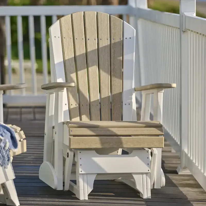 Amish Outdoors Deluxe Birch/White Adirondack Glider Chair
