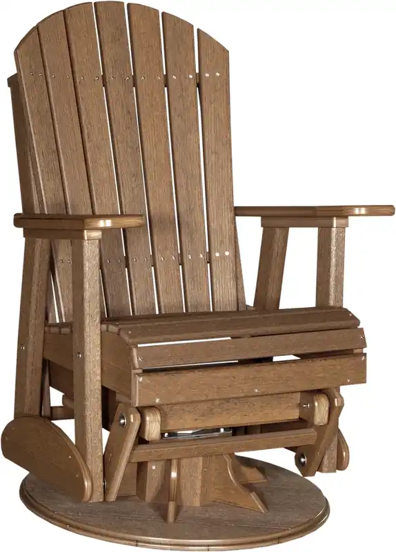 Amish Outdoors Antique Mahogany Adirondack Swivel Glider Chair