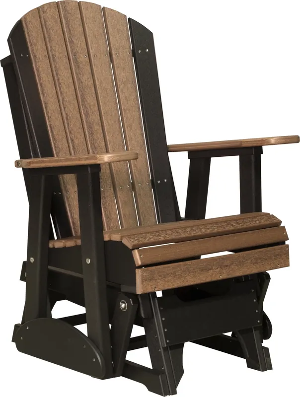 Amish Outdoors Deluxe Mahogany/Black Adirondack Glider Chair