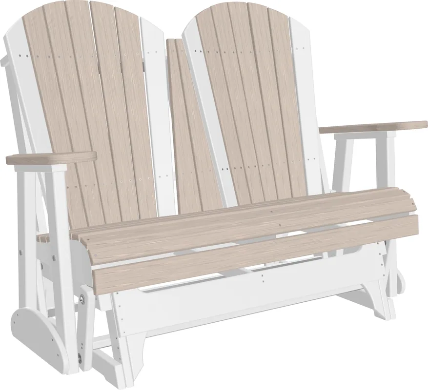 Amish Outdoors Deluxe Birch/White Adirondack Glider Loveseat