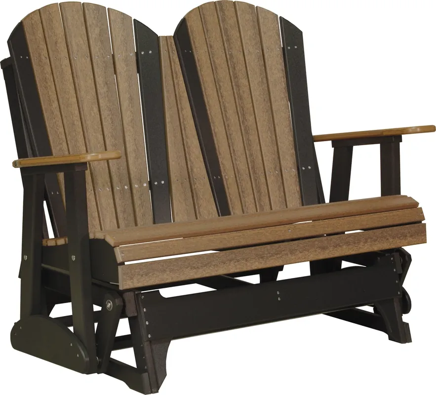 Amish Outdoors Deluxe Antique Mahogany/Black Adirondack Glider Loveseat
