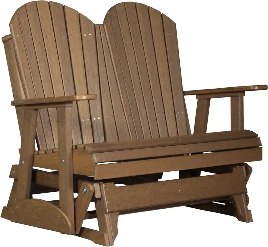 Amish Outdoors Deluxe Antique Mahogany Adirondack Glider Loveseat