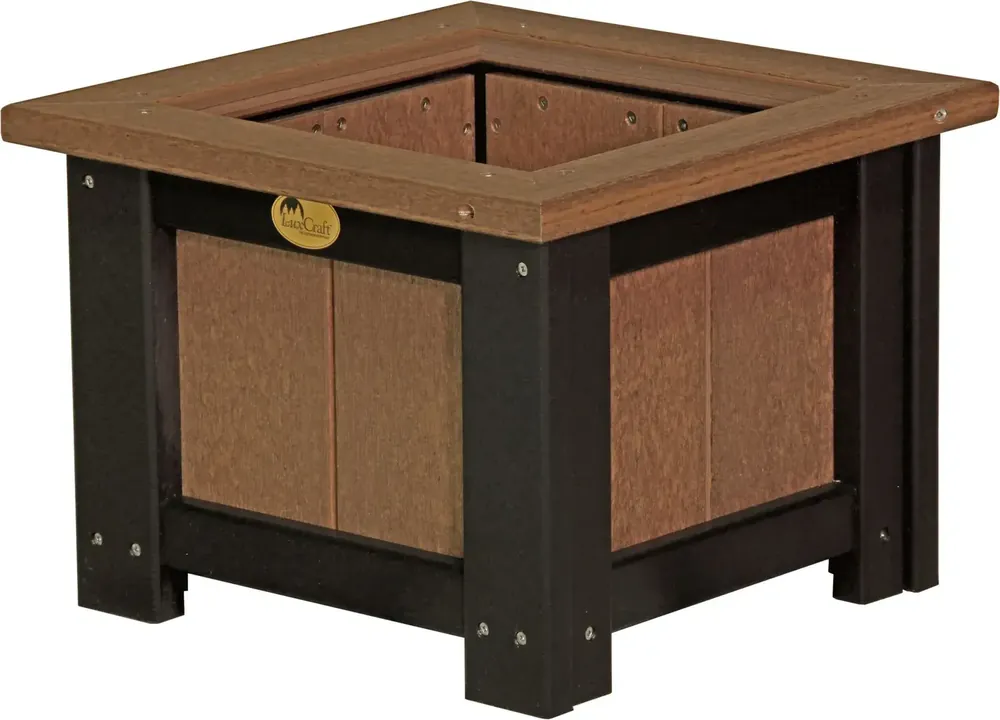 Amish Outdoors Luxcraft Antique Mahogany/Black 15-Inch Square Planter