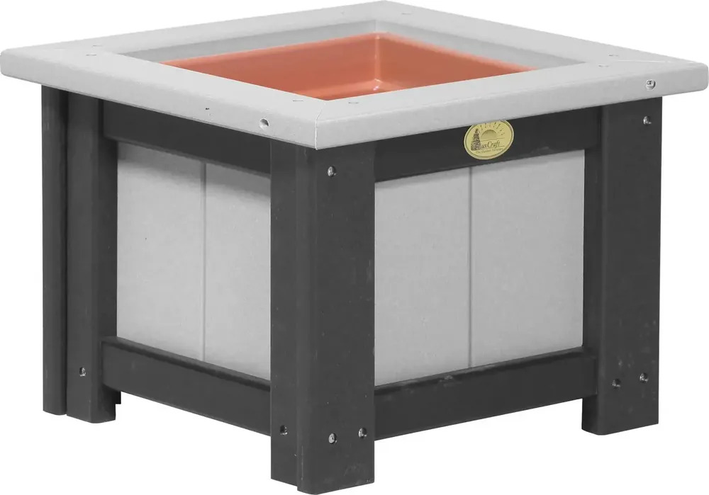 Amish Outdoors Luxcraft Gray/Black 15-Inch Square Planter