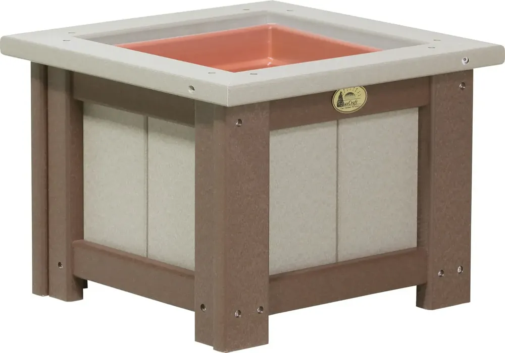 Amish Outdoors Luxcraft Weatherwood/Chestnut 15-Inch Square Planter