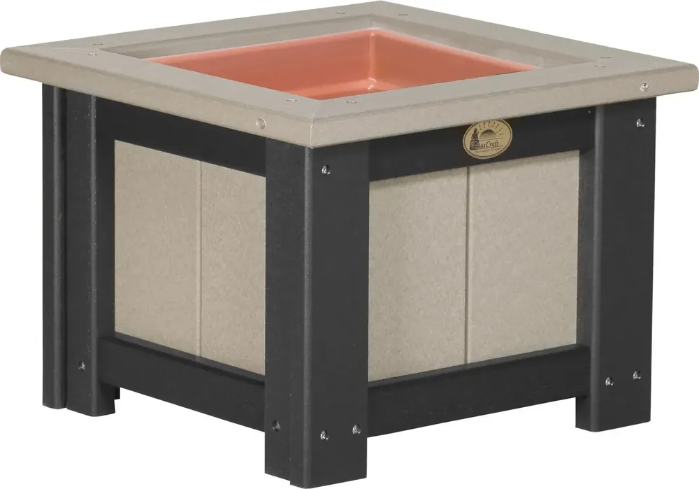 Amish Outdoors Luxcraft Weatherwood/Black 15-Inch Square Planter