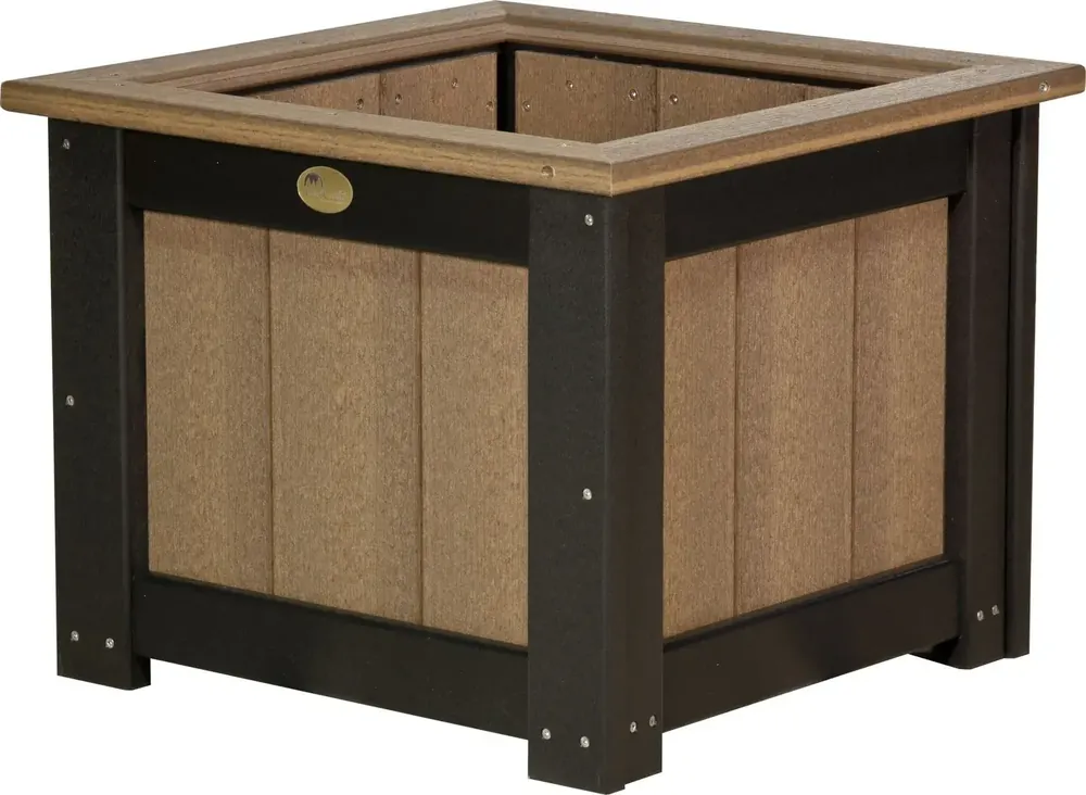 Amish Outdoors Luxcraft Antique Mahogany/Black 24-Inch Square Planter