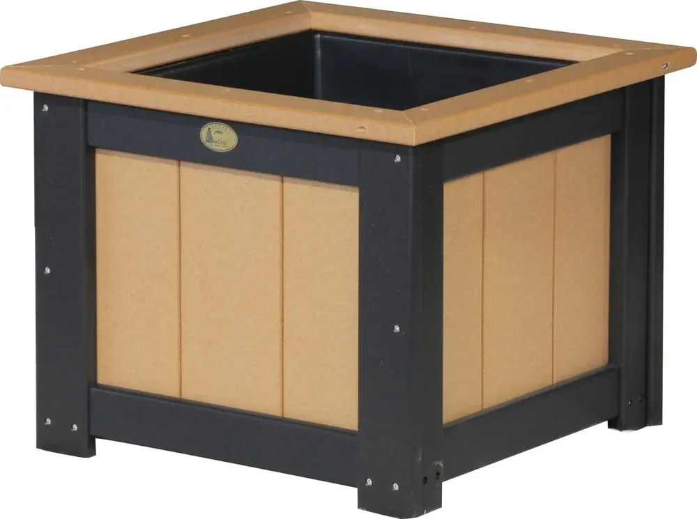 Amish Outdoors Luxcraft Cedar/Black 24-Inch Square Planter