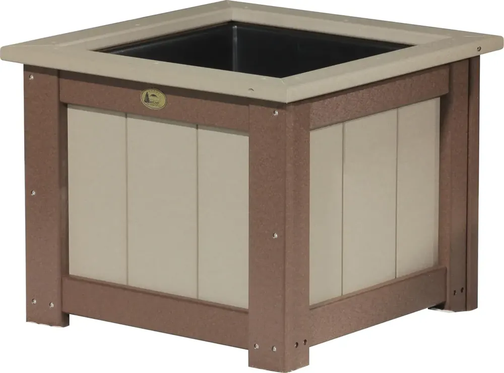 Amish Outdoors Luxcraft Weatherwood/Chestnut 24-Inch Square Planter