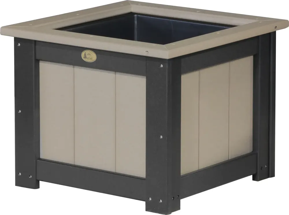 Amish Outdoors Luxcraft Weatherwood/Black 24-Inch Square Planter