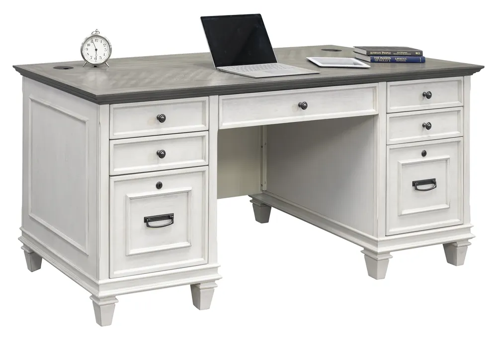 Martin Furniture Hartford White Double Pedestal Desk