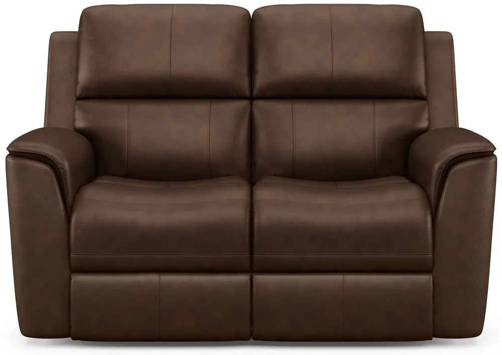 Flexsteel Henry Burnt Umber Leather Power Reclining Loveseat
