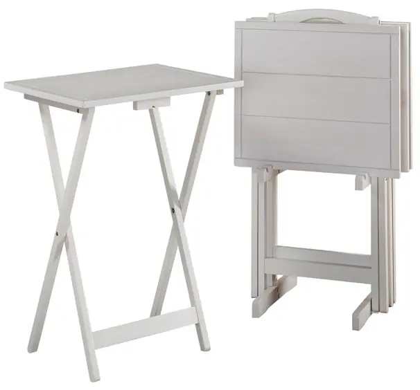 Powell Fairfield White TV Trays (Set of 4)